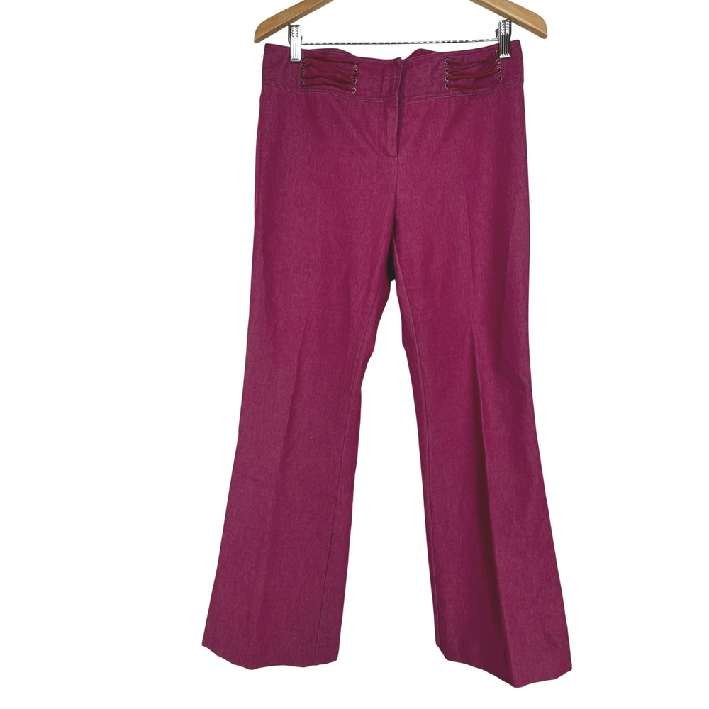 Vintage Lace Up Front Flare Leg Trousers 10 Stretch 90s Boho‎ Indie Festival Y2K